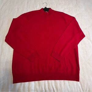 Turnbury Sweater Mens XL Red Extra Fine Merino Wool Mock Neck Pullover Christmas